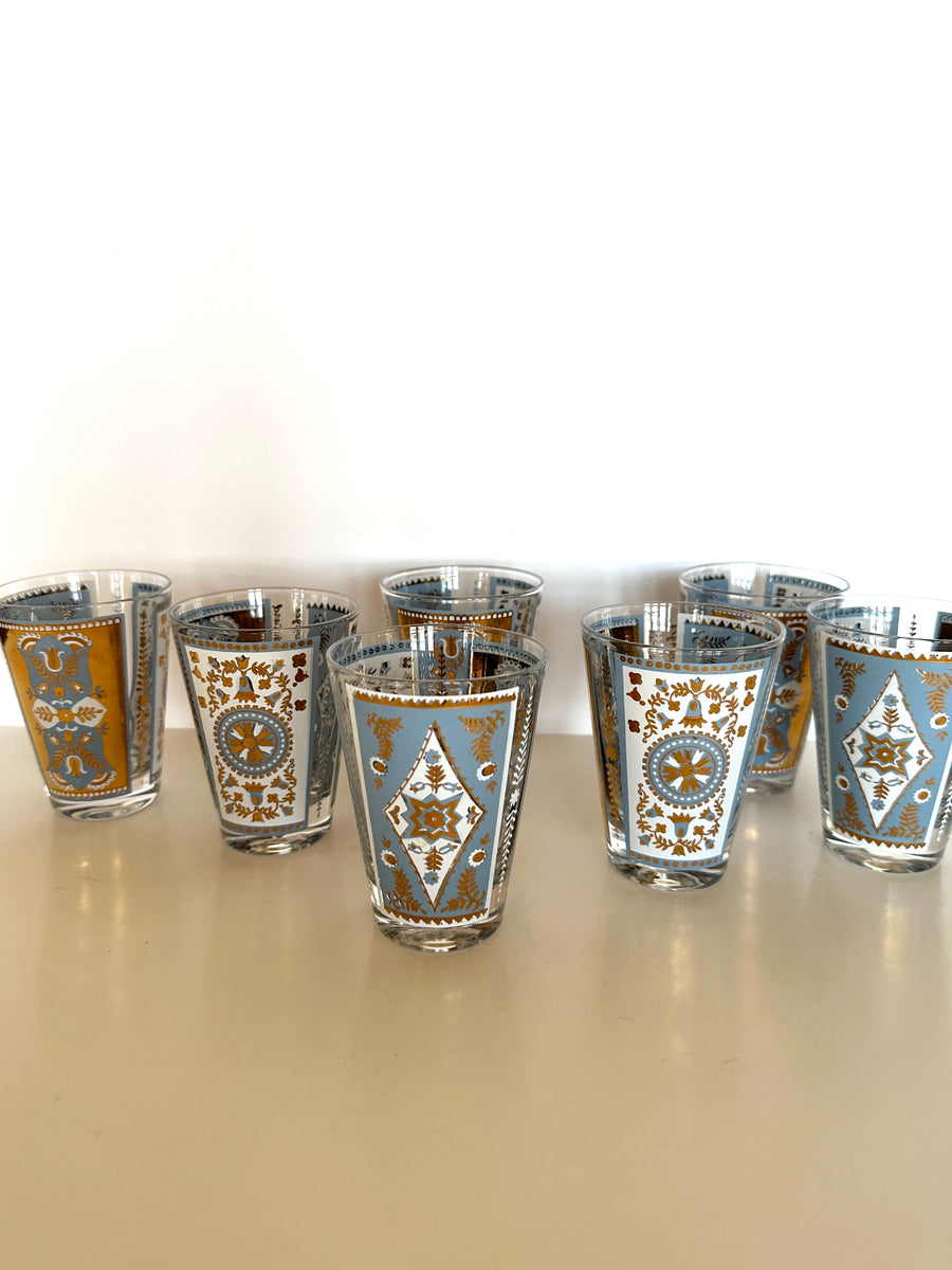 Vintage Georges Briard Blue Floral Rocks Glasses – Southern
