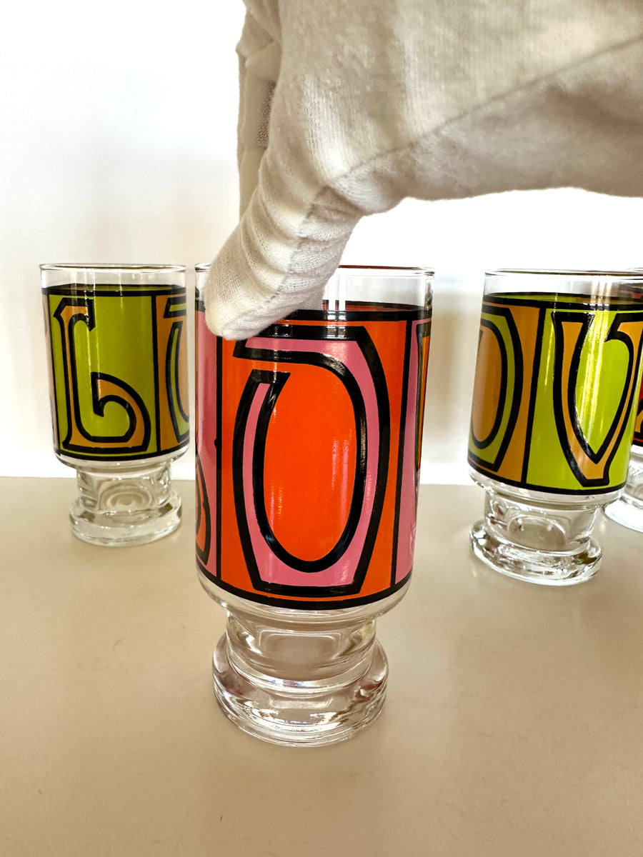 Vintage Love Glasses by Anchor Hocking 1970s  Southern Vintage Wares