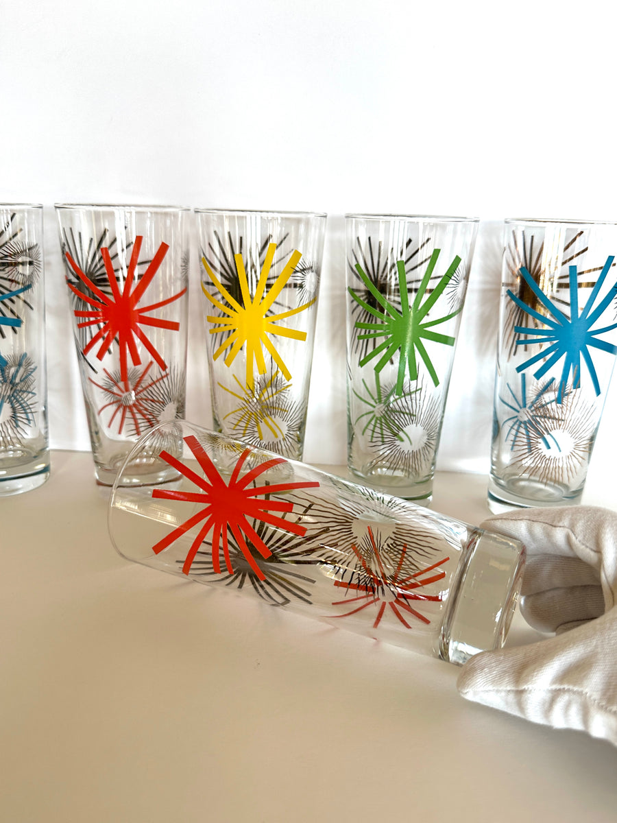 Atomic Starburst Highball Glasses Gold and Black shops