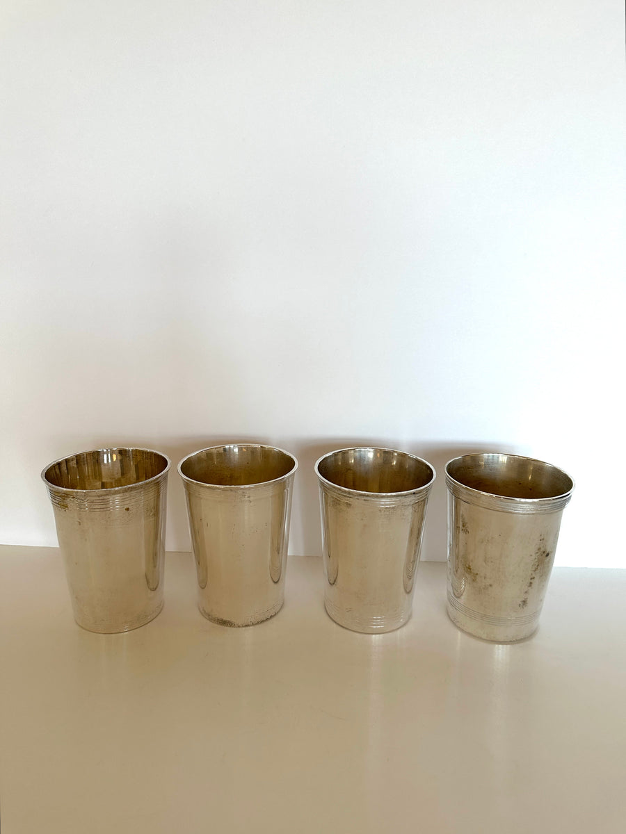Vintage Julep Cups by Leonard (4), Silver-Plated Julep Cups