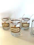 Cera "Poison" Rocks Glasses & Glass Swizzle Sticks Set