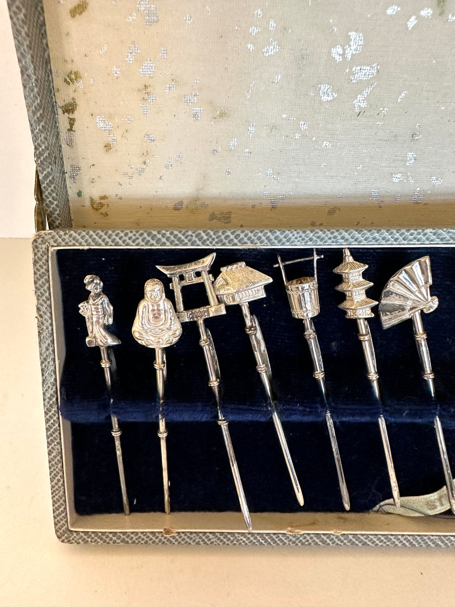 Vintage Sterling Silver Cocktail Picks Asian Finials – Southern