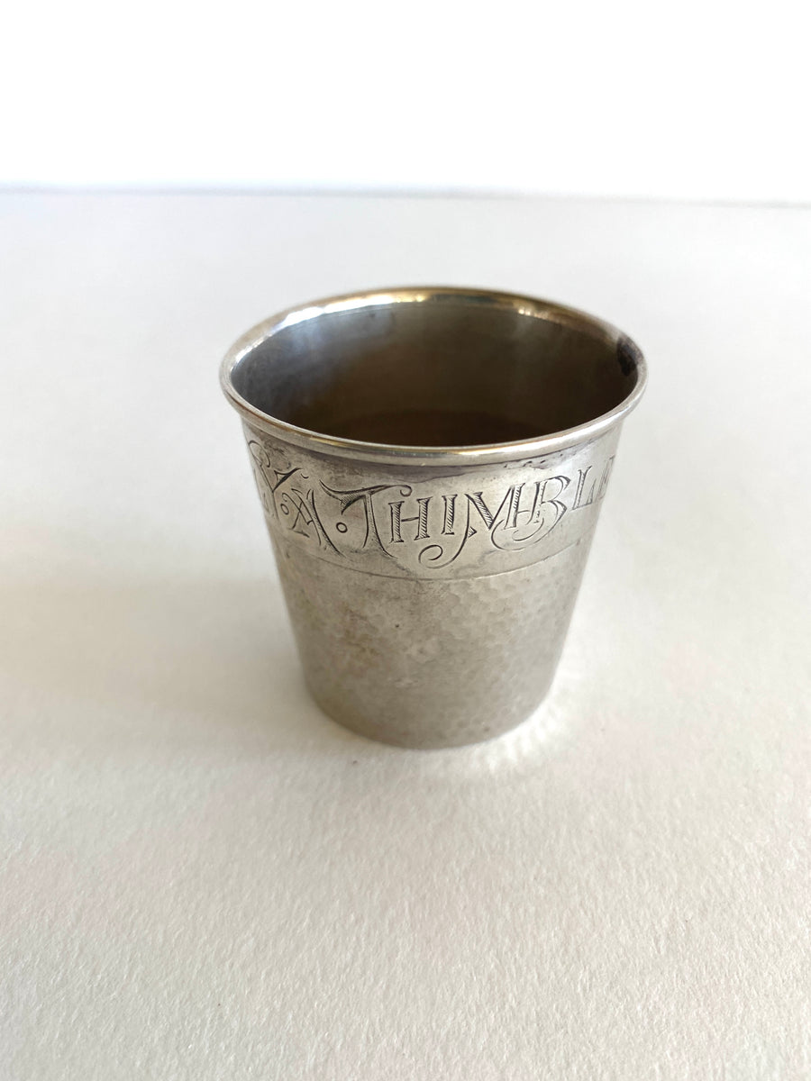 Antique Sterling Silver Thimble Shot Glass Jigger Art Nouveau