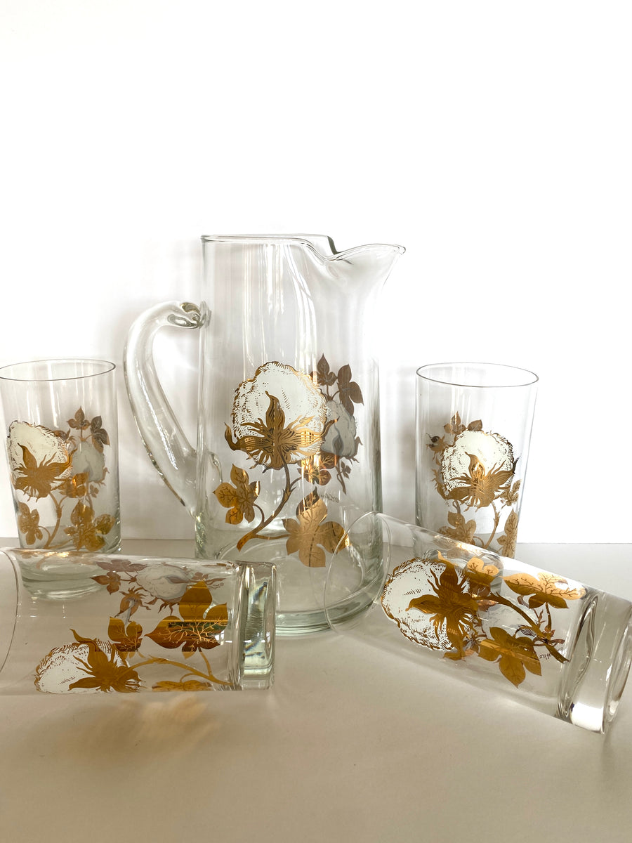 Culver Cotton Ball Glasses Pitcher Set – Southern Vintage Wares