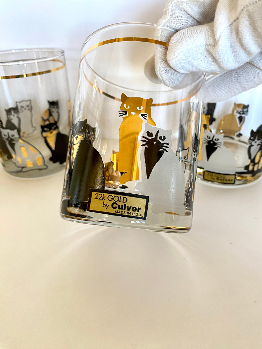 Culver Cat Glasses Mid Century