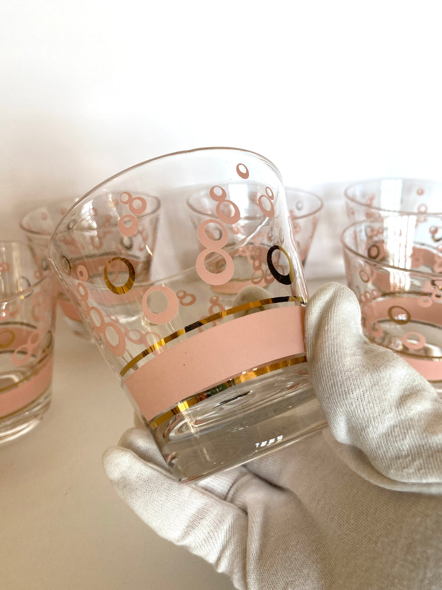 Fred Press Gold Roosters Pink Diamonds 2024 Glasses (4), Fred Press Glasses