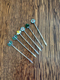 Sterling Enameled Flower Cocktail Picks