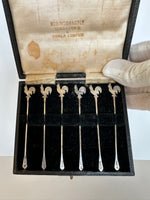 Sterling Rooster Cocktail Picks Circa 1920s