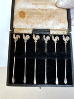 Sterling Rooster Cocktail Picks Circa 1920s