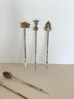 Sterling Silver Cocktail Picks (in original box) Bamboo Stems