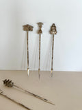 Sterling Silver Cocktail Picks (in original box) Bamboo Stems
