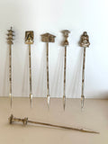 Sterling Silver Cocktail Picks (in original box) Bamboo Stems