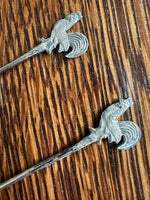 Sterling Rooster Cocktail Picks Circa 1920s
