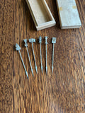 Sterling Silver Cocktail Picks (in original box) Bamboo Stems