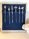 Sterling Silver Cocktail Picks, Asian Finials - Southern Vintage Wares