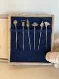 Sterling Silver Cocktail Picks, Asian Finials - Southern Vintage Wares