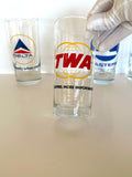 Vintage Airlines Glasses 1970s, TWA, Eastern, Delta, United - Southern Vintage Wares