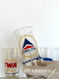 Vintage Airlines Glasses 1970s, TWA, Eastern, Delta, United - Southern Vintage Wares