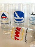 Vintage Airlines Glasses 1970s, TWA, Eastern, Delta, United - Southern Vintage Wares