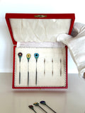 Sterling Silver Flower Cocktail Picks by Meka (in original box) - Southern Vintage Wares