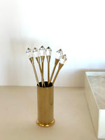 Vintage Gold & Crystal Cocktail Picks Set