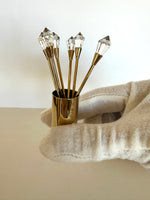 Vintage Gold & Crystal Cocktail Picks Set