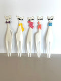 Rare Cat Swizzle Sticks Picks 1960s - Southern Vintage Wares