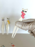 Rare Cat Swizzle Sticks Picks 1960s - Southern Vintage Wares