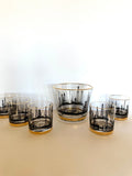 Mid Century Oil Derrick Ice Bucket Glasses Set