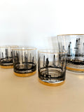Mid Century Oil Derrick Ice Bucket Glasses Set