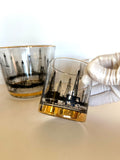 Mid Century Oil Derrick Ice Bucket Glasses Set