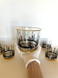 Mid Century Oil Derrick Ice Bucket Glasses Set