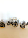 Mid Century Oil Derrick Ice Bucket Glasses Set