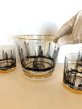 Mid Century Oil Derrick Ice Bucket Glasses Set