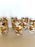 Art Deco Patterned Glasses, Gold & White Fans, Mid Century - Southern Vintage Wares