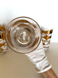 Art Deco Patterned Glasses, Gold & White Fans, Mid Century - Southern Vintage Wares