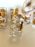 Art Deco Patterned Glasses, Gold & White Fans, Mid Century - Southern Vintage Wares