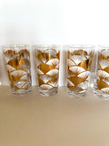 Art Deco Patterned Glasses, Gold & White Fans, Mid Century - Southern Vintage Wares