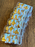 Art Deco Patterned Glasses, Gold & White Fans, Mid Century - Southern Vintage Wares