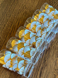 Art Deco Patterned Glasses, Gold & White Fans, Mid Century - Southern Vintage Wares