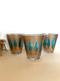 Culver Aqua Tiffany Glassware Set (Caddy, Rocks Glasses)