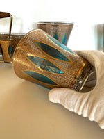 Culver Aqua Tiffany Glassware Set (Caddy, Rocks Glasses)