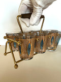 Culver Aqua Tiffany Glassware Set (Caddy, Rocks Glasses)