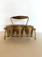 Culver Aqua Tiffany Glassware Set (Caddy, Rocks Glasses)