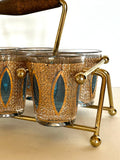 Culver Aqua Tiffany Glassware Set (Caddy, Rocks Glasses)