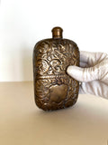 Vintage Brass Flask Floral Embossed - Southern Vintage Wares