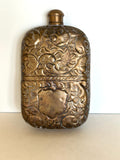 Vintage Brass Flask Floral Embossed - Southern Vintage Wares