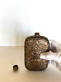 Vintage Brass Flask Floral Embossed - Southern Vintage Wares