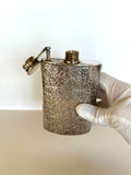 Heavy Vintage Silver-Plated Flask, Floral Embossing - Southern Vintage Wares