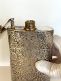 Heavy Vintage Silver-Plated Flask, Floral Embossing - Southern Vintage Wares